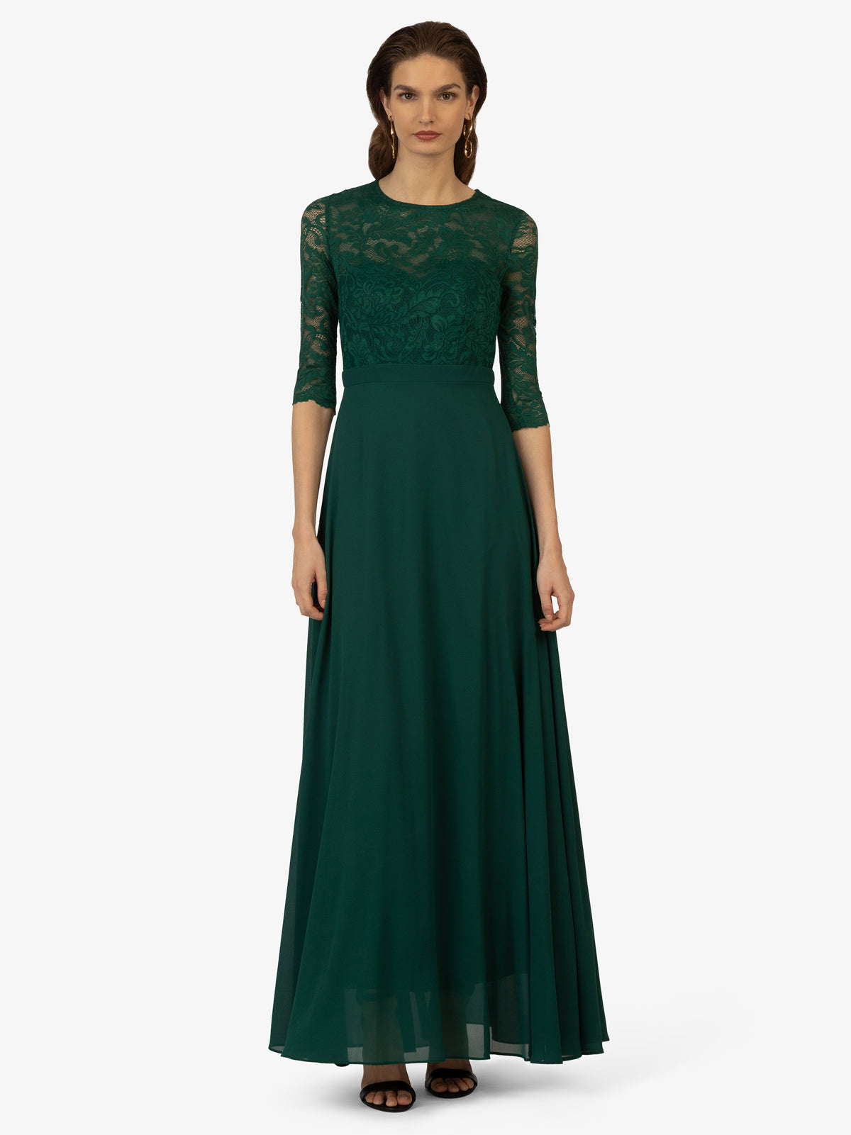 KRAIMOD Abendkleid mit Rundhalsausschnitt | dunkelgrün
