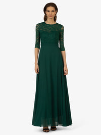 KRAIMOD Abendkleid mit Rundhalsausschnitt | dunkelgrün