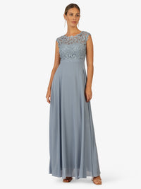 KRAIMOD Elegantes Abendkleid mit Chiffon und Mesh | Dusty blue