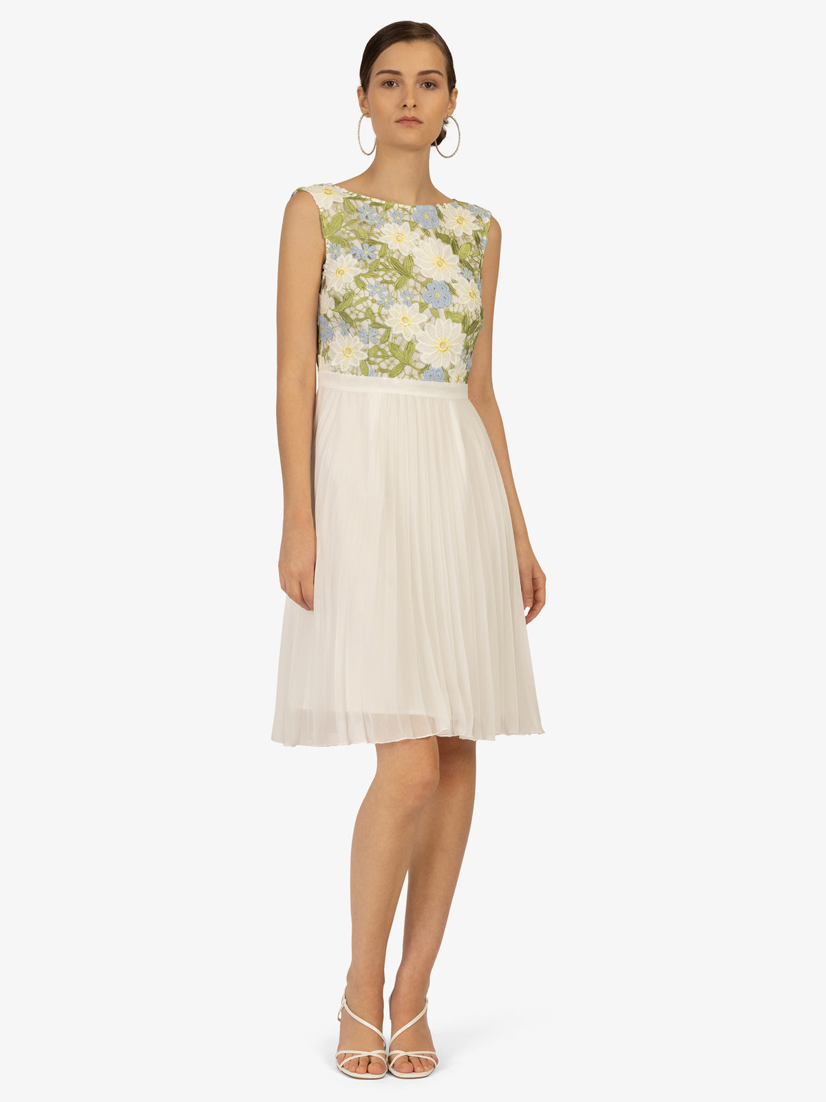 KRAIMOD Cocktailkleid | weiss-grün-blau