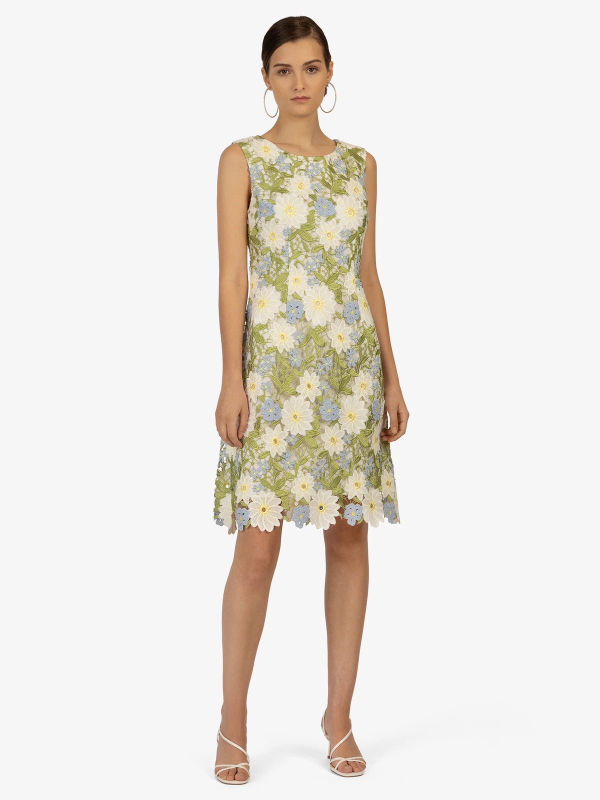 KRAIMOD Cocktailkleid | weiss-grün-blau