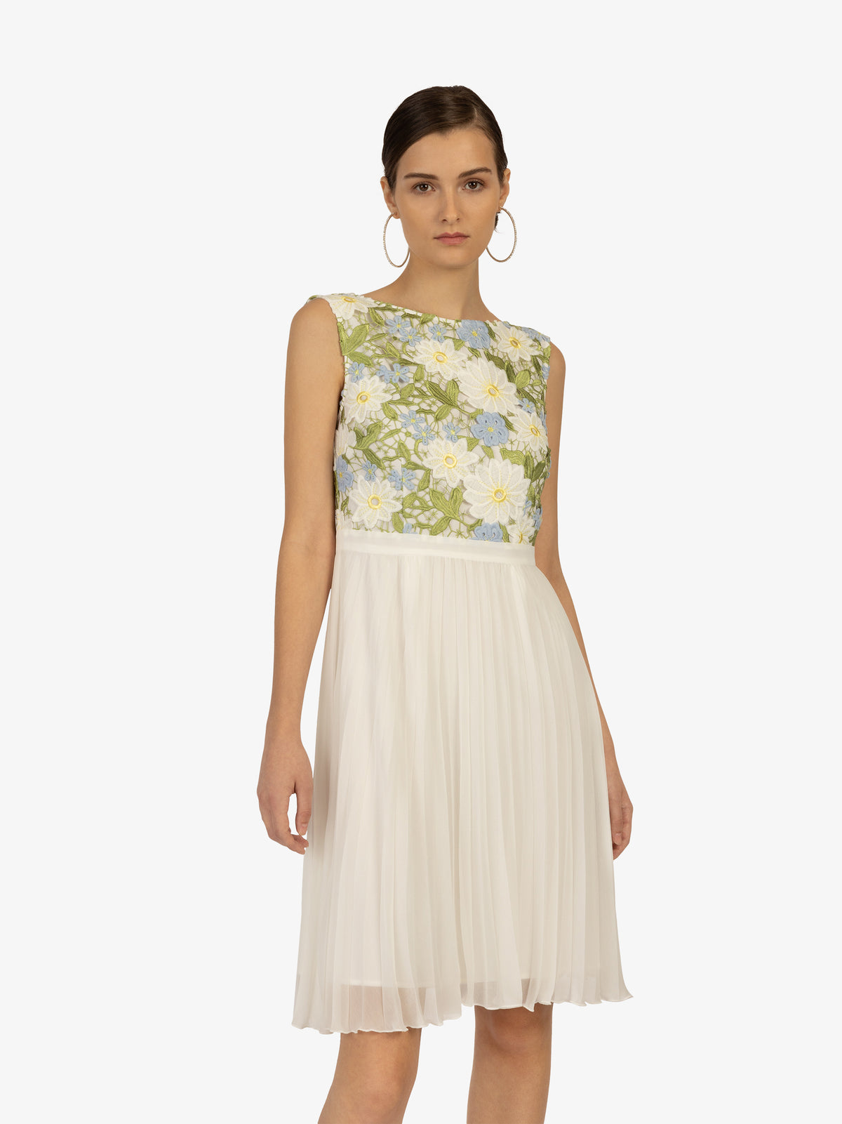 KRAIMOD Cocktailkleid | weiss-grün-blau
