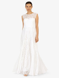 Elegantes KRAIMOD Abendkleid  aus Mesh mit Spitze | weiss