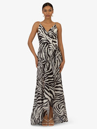 KRAIMOD Abendkleid mit Cache-Coeur-Ausschnitt | schwarz-weiss