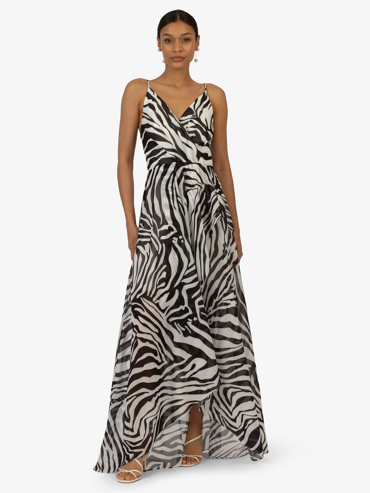 KRAIMOD Abendkleid mit Cache-Coeur-Ausschnitt | schwarz-weiss