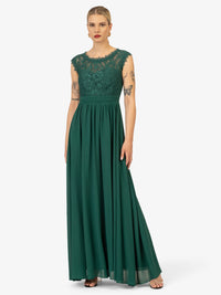 KRAIMOD Abendkleid mit Rundhalsausschnitt | dunkelgrün