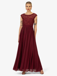 KRAIMOD Abendkleid mit Rundhalsausschnitt | bordeaux