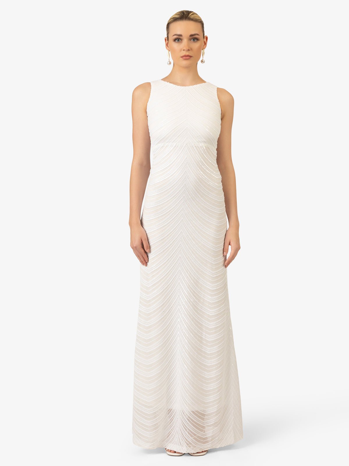 KRAIMOD Paillettenkleid mit Rundhalsausschnitt | weiss