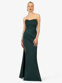KRAIMOD Abendkleid mit Raffung an der Hüfte | dunkelgrün
