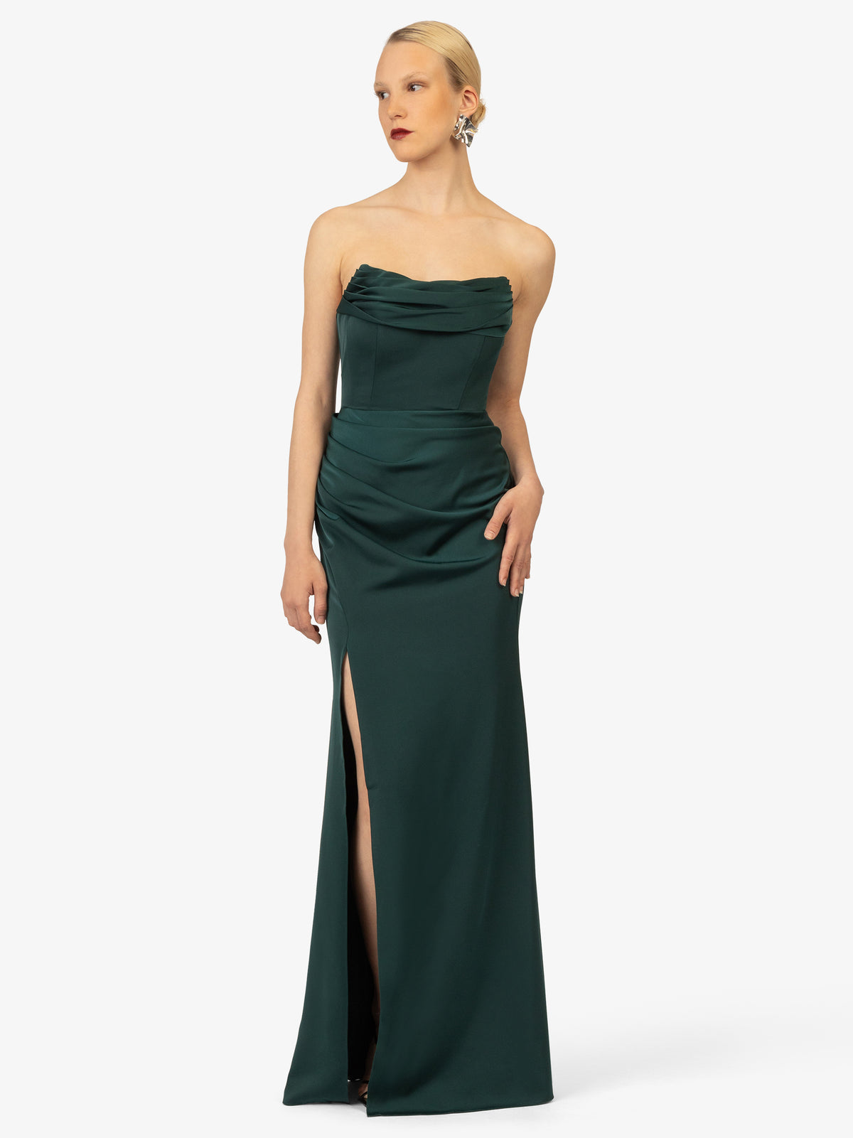 KRAIMOD Abendkleid mit Raffung an der Hüfte | dunkelgrün