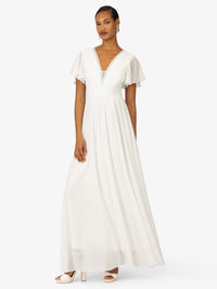 KRAIMOD Abendkleid mit V-Ausschnitt | weiss