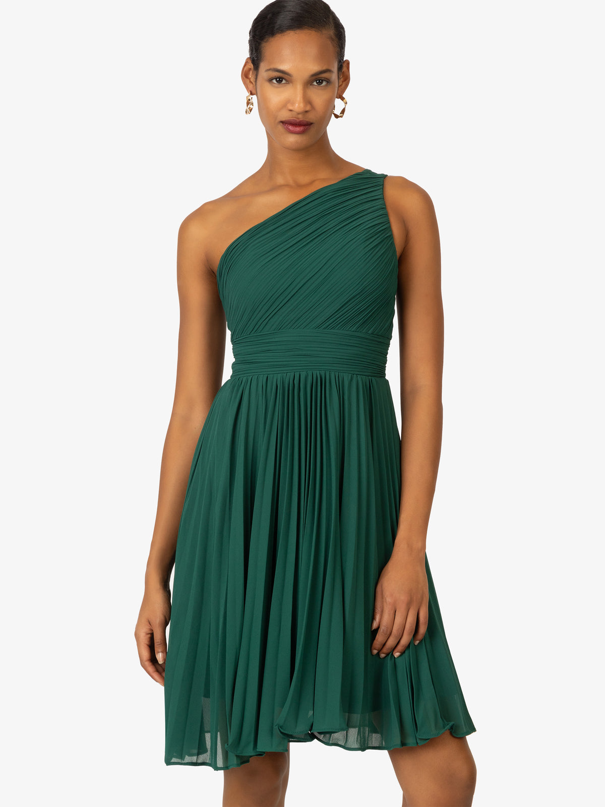 KRAIMOD Kleid aus hochwertigem Polyester-Gewebe | dunkelgrün